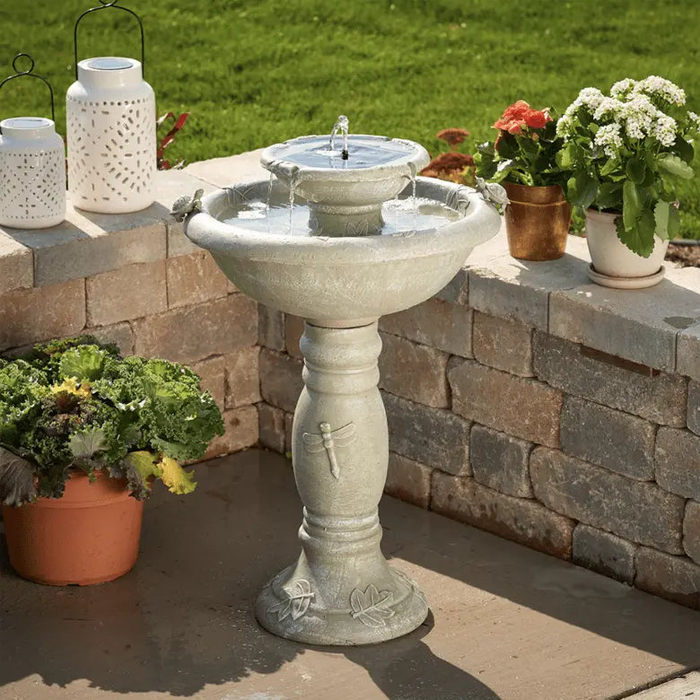 Smart Solar Country Gardens 2-Tier Solar Outdoor Fountain 34222024 (Weathered Stone)