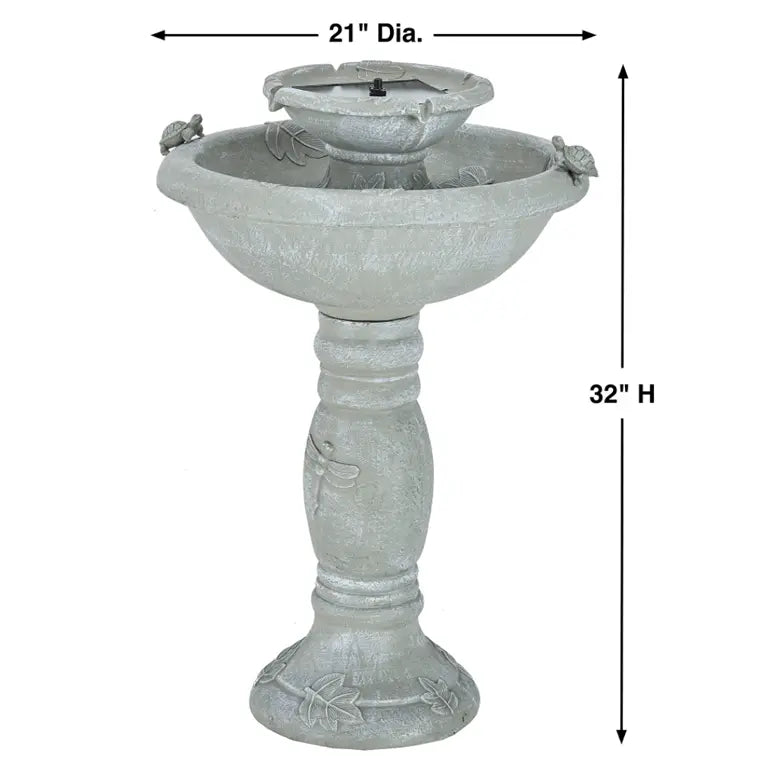 Smart Solar Country Gardens 2-Tier Solar Outdoor Fountain 34222024 (Weathered Stone)
