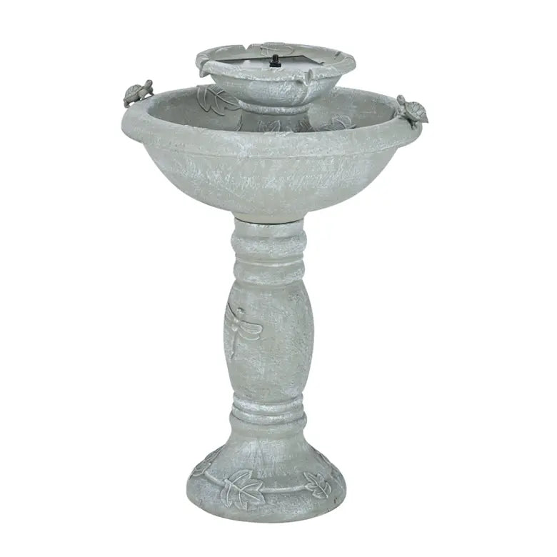 Smart Solar Country Gardens 2-Tier Solar Outdoor Fountain 34222024 (Weathered Stone)