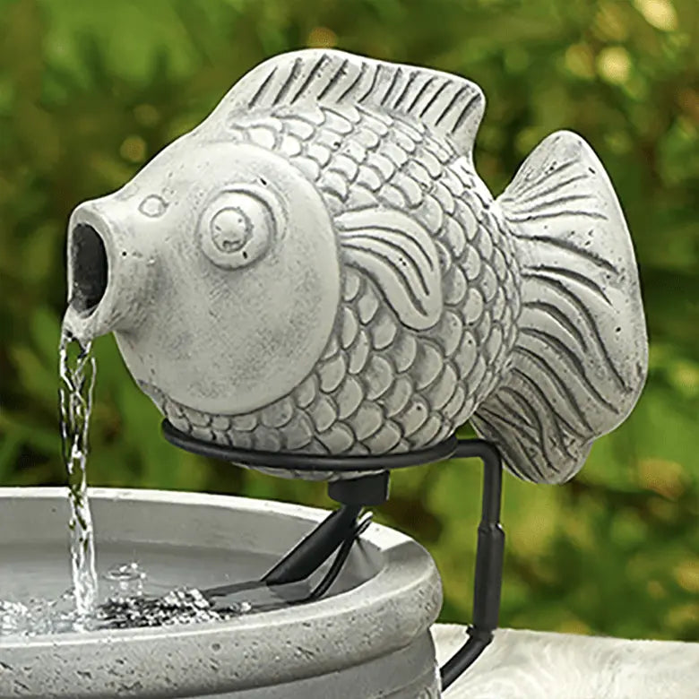 Smart Solar Marin Solar Fish Fountain – Light Cement Finish (23471M01)