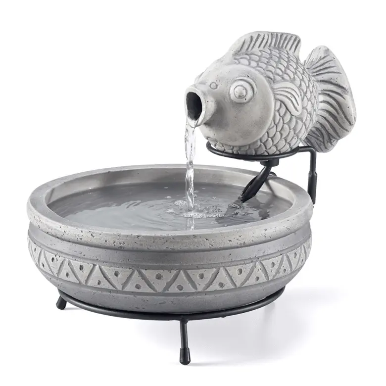 Smart Solar Marin Solar Fish Fountain – Light Cement Finish (23471M01)